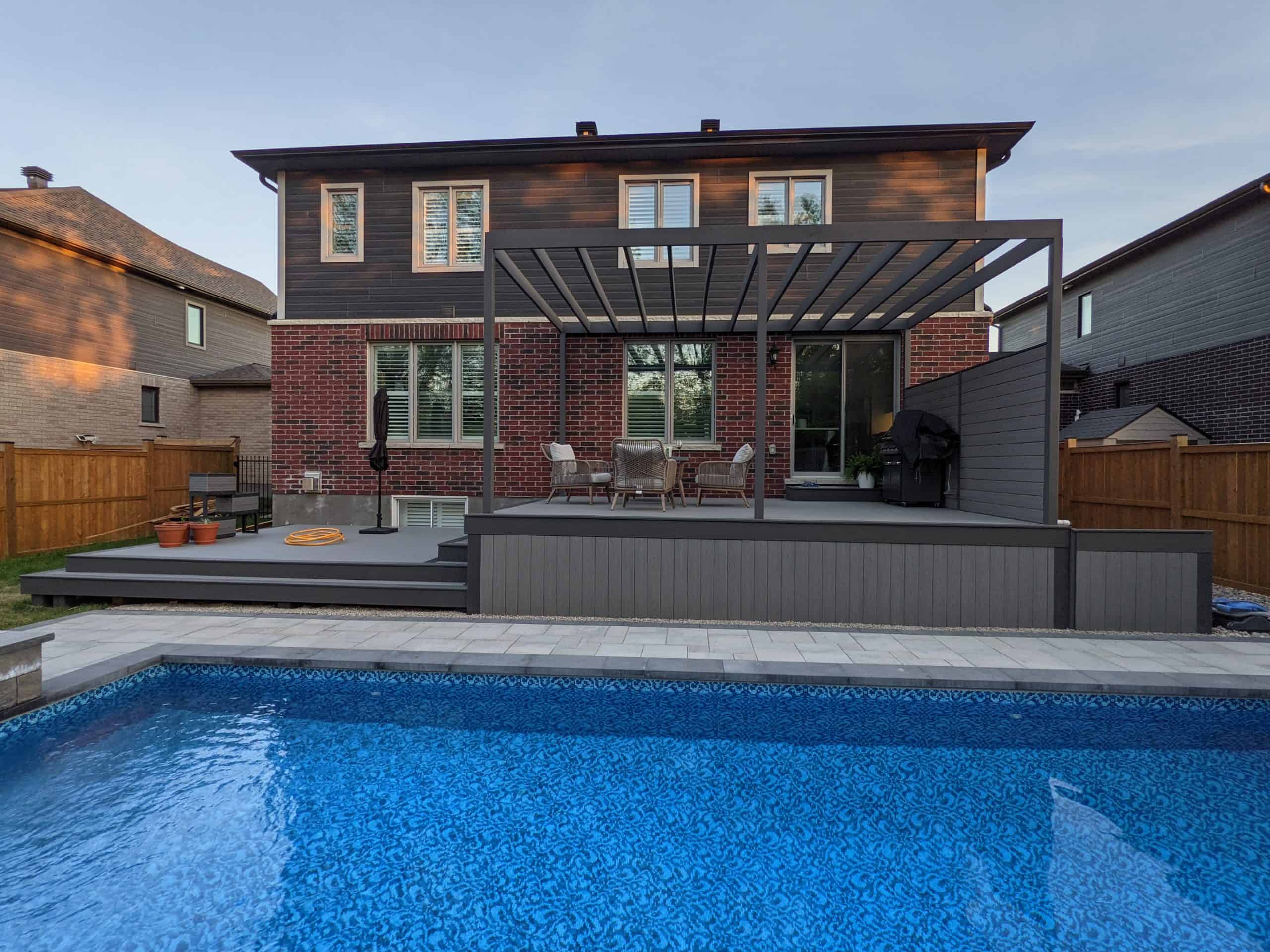 Cottage Earl Grey Deck with Pergola by Ottawa Deck Builders