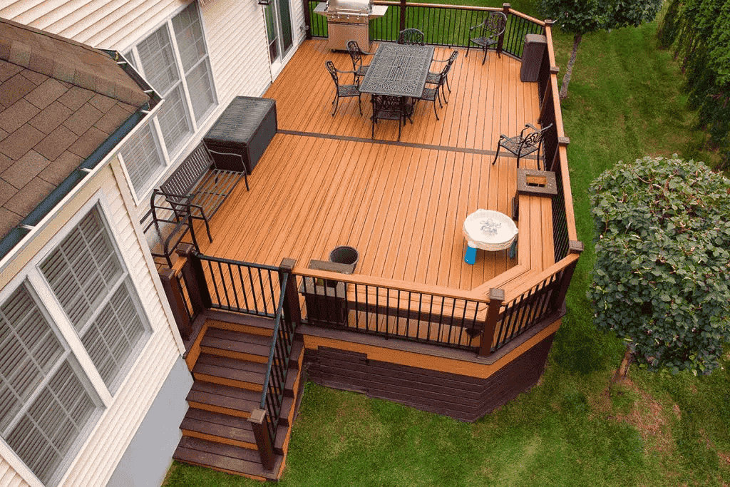 Warm Deck with chairs from the top angle